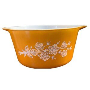 Vintage Dynasty Pyrex 473 Casserole Bowl w/Lid 470 Butterfly Gold 1 Qt - READ